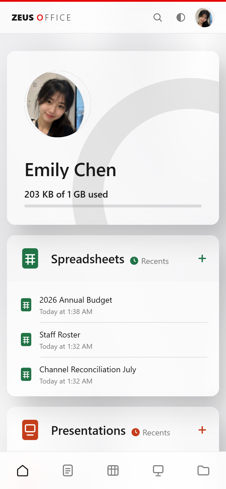 ZEUS OFFICE — The full editor on a phone