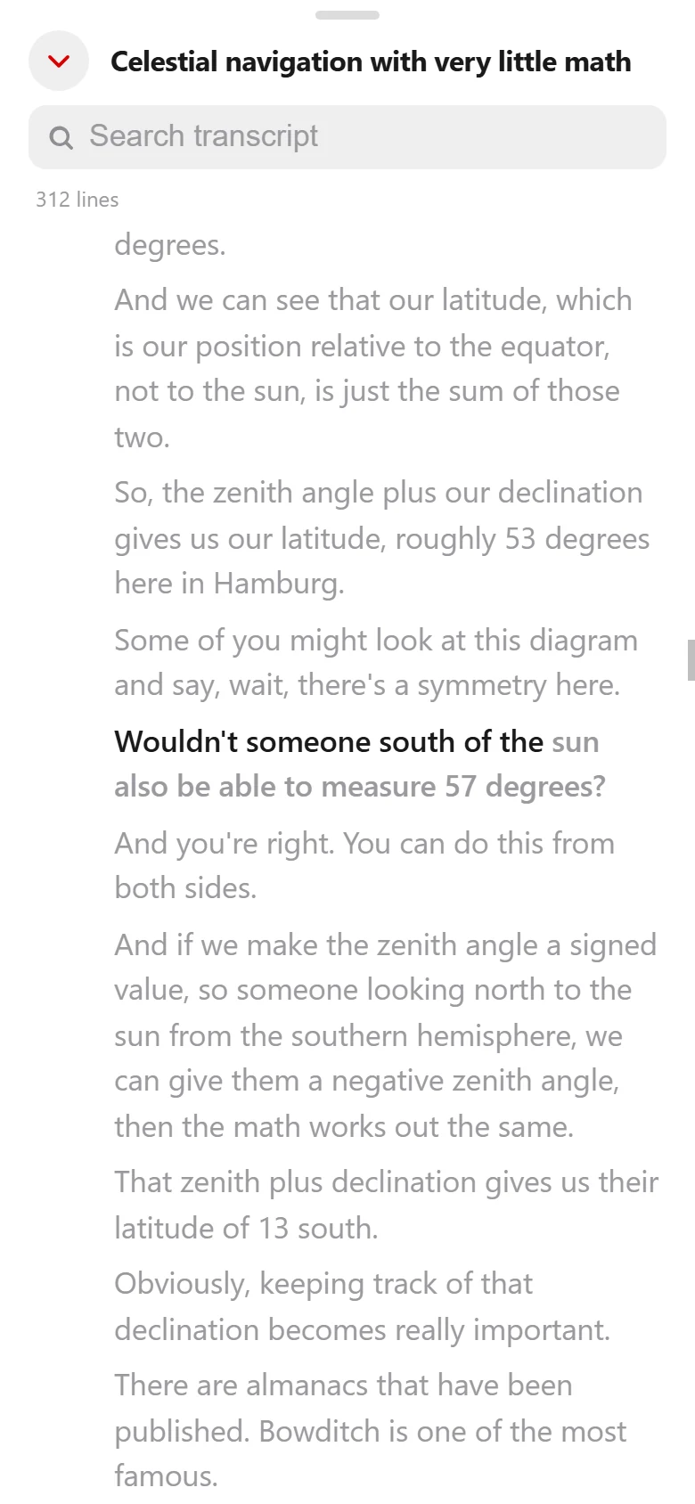 ZEUS PODCAST on a phone: the transcript, with the line being spoken marked.